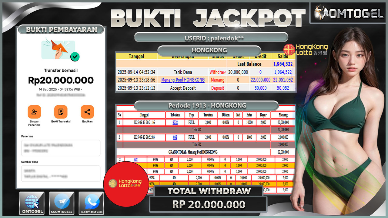 OMTOGEL JACKPOT HONGKONG 4D 3D 20 JUTA DI BAYAR LUNAS ,-