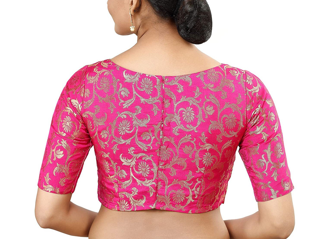 Blusa para mujer brocado de seda cosida saris diseño tradicional choli recortada - Imagen 19 de 27