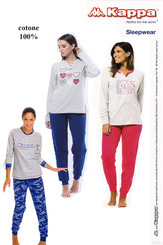 Pigiama donna 100% cotone manica lunga KAPPA