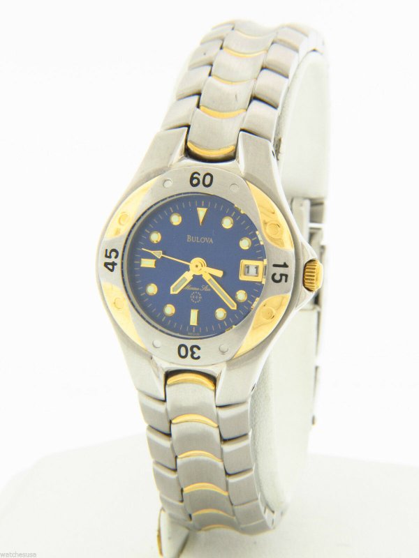 Bulova Women's Blue Dial Twotone Stainless Steel Bracelet Quartz Watch