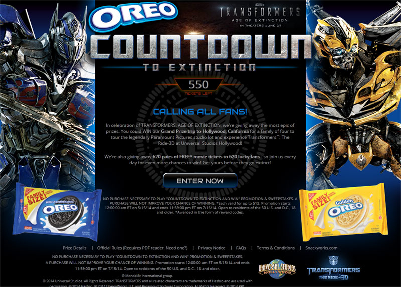 Oreo Countdown to Extinction Contest - Win Ticke