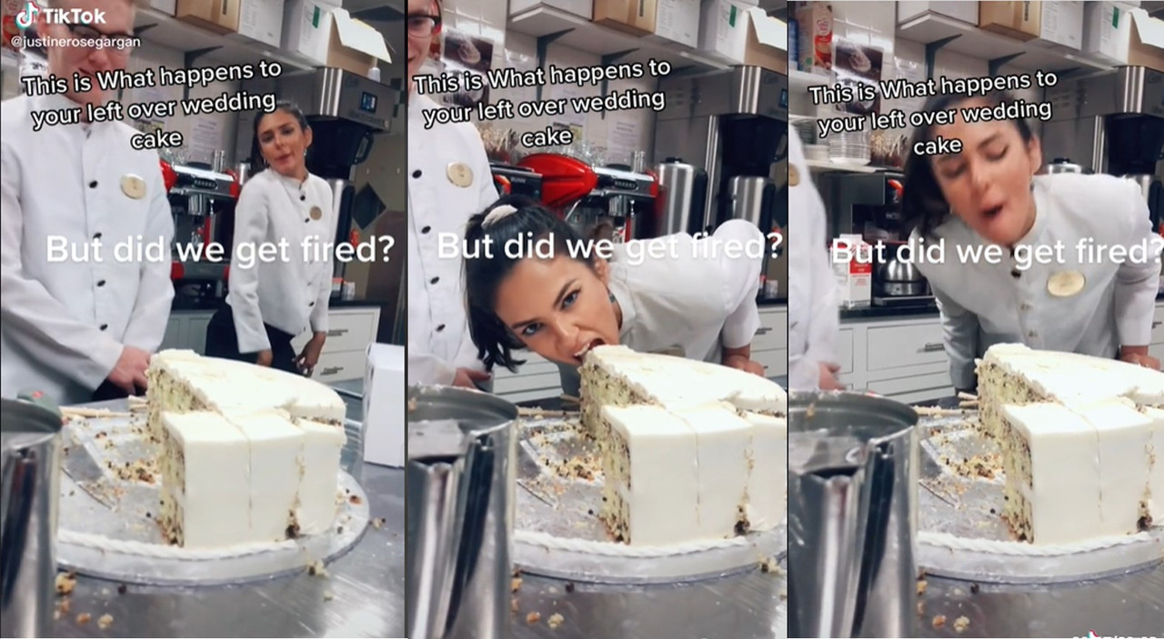 Exhiben en TikTok lo que pasa con las sobras de los pasteles en las bodas
