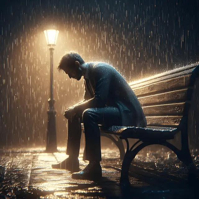 pngtree-a-lone-man-sits-on-park-bench-in-the-pouring-rain