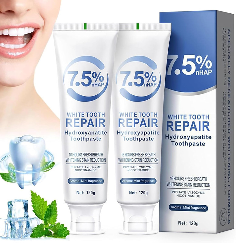 2Pcs Hydroxyapatite Toothpaste Fluoride Free Sensitive Teeth Enamel Protection