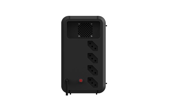 Nobreak Intelbras Attiv 700 em destaque, mostrando suas tomadas de saída e design compacto.