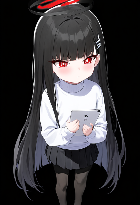 1 girl, healthyman, rio (blue archive), aged down, {little child}, black backgro s-2187612679