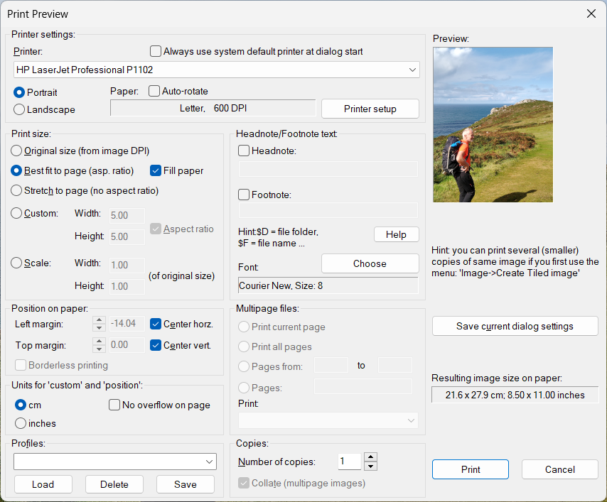 How do I print actual size Discussion and Questions paint