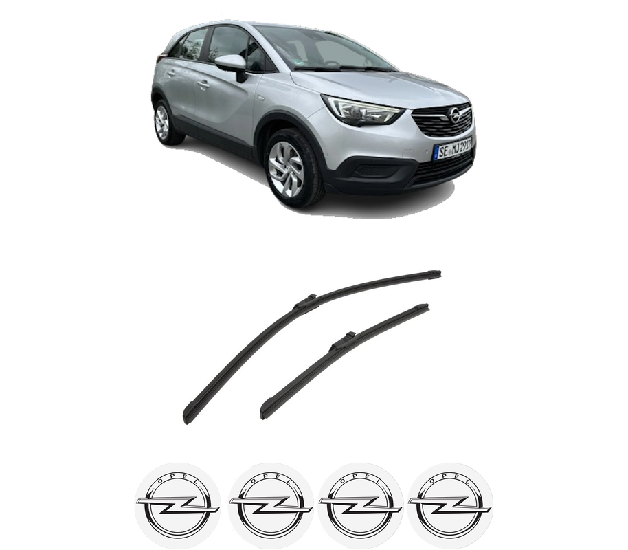 Set stergatoare auto OPEL CROSSLAND X / CROSSLAND (P17, P2QO) din 2017-2020, pentru parbriz auto, 2 bucati, Bosch Aerotwin, din cauciuc siliconat rezistent, 4 Stickere Auto OPEL