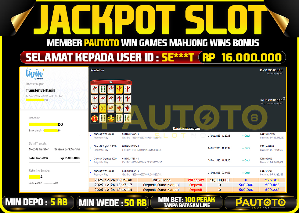 BUKTI JACKPOT LUNAS PAUTOTO