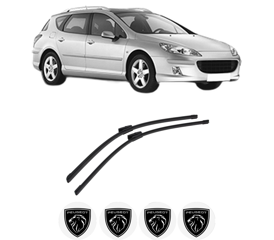 Set stergatoare auto PEUGEOT 407 SW (6E_, 6D_) din 2004-2010, pentru parbriz auto, 2 bucati, Bosch Aerotwin Multi, din cauciuc siliconat rezistent, 4 Stickere Auto PEUGEOT