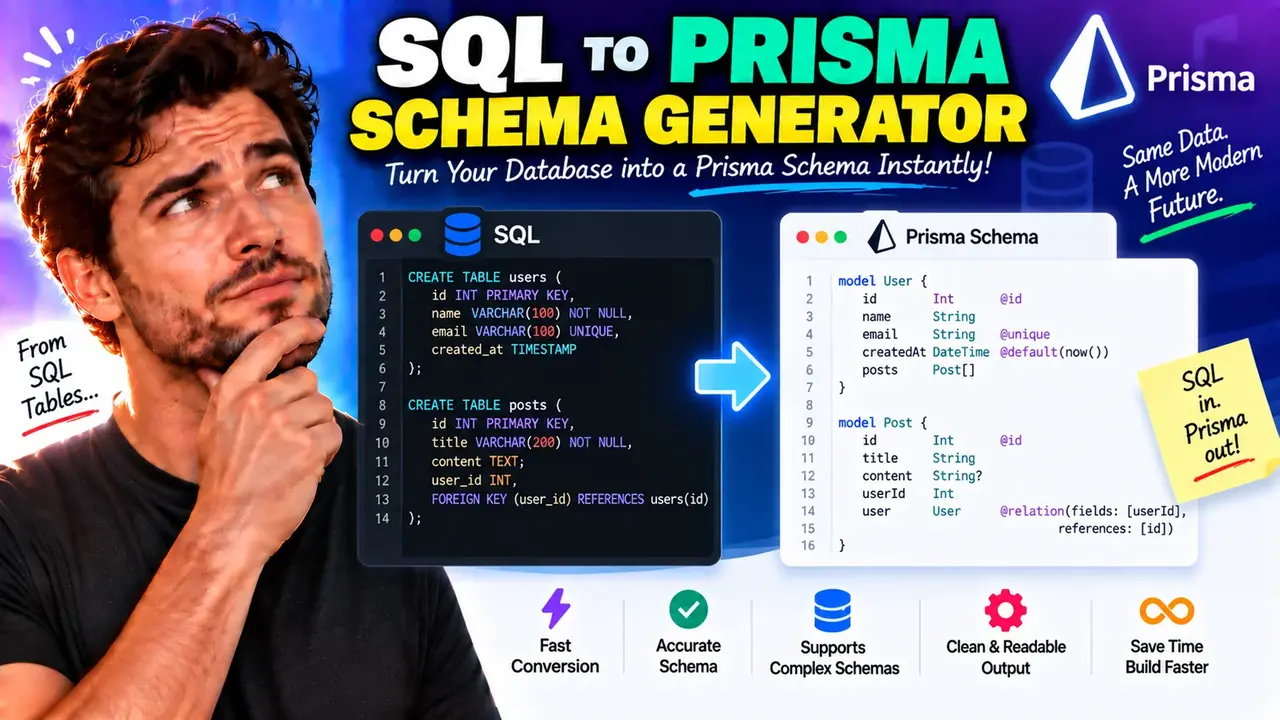Sql To Prisma Schema Generator (fast & Free)