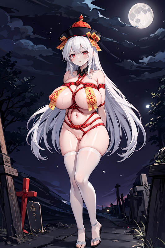 05069-2318060319-1girl,mature female,solo,huge breasts,sagging breasts,_jiangshi, no bra, cleavage, 