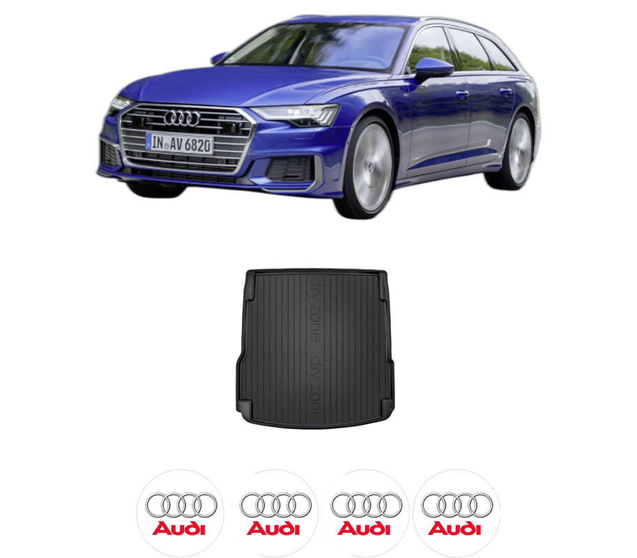 Tavita Portbagaj AUDI A6 C8 Avant (4A5) din 2018-2023, Protectie Portbagaj Auto, 4x Stickere auto cu AUDI