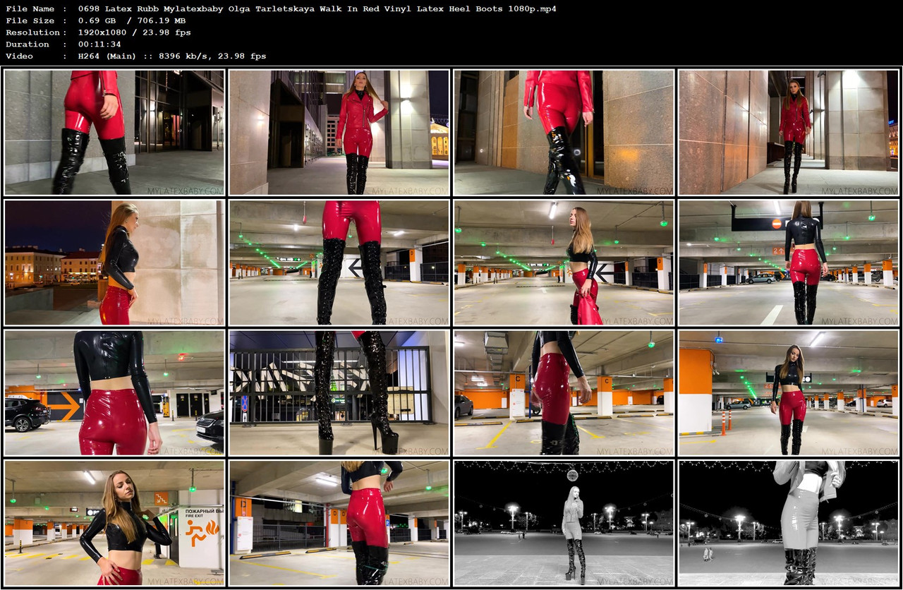 0698 Latex Rubb Mylatexbaby Olga Tarletskaya Walk In Red Vinyl Latex Heel Boots 1080p mp4