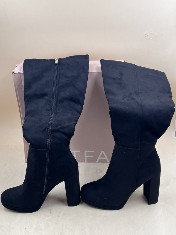 JUSTFAB HEELED BOOTS OVER THE KNEE EMMALINE WC BLACK 7 WOMENS