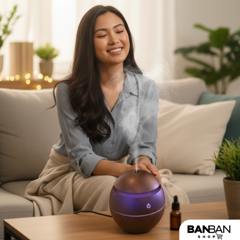 Ambiente relajante con humidificador BANBAN