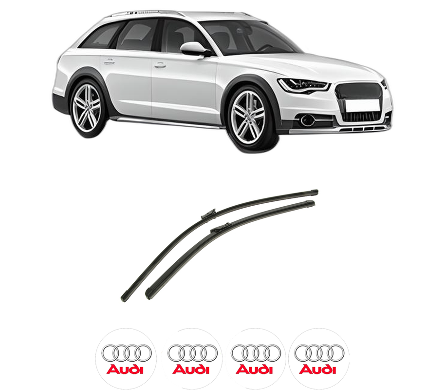 Set stergatoare auto AUDI A6 Allroad C7 (4GH, 4GJ) din 2012-2018, pentru parbriz auto, 2 bucati, Bosch Aerotwin, din cauciuc siliconat rezistent, 4 Stickere Auto AUDI