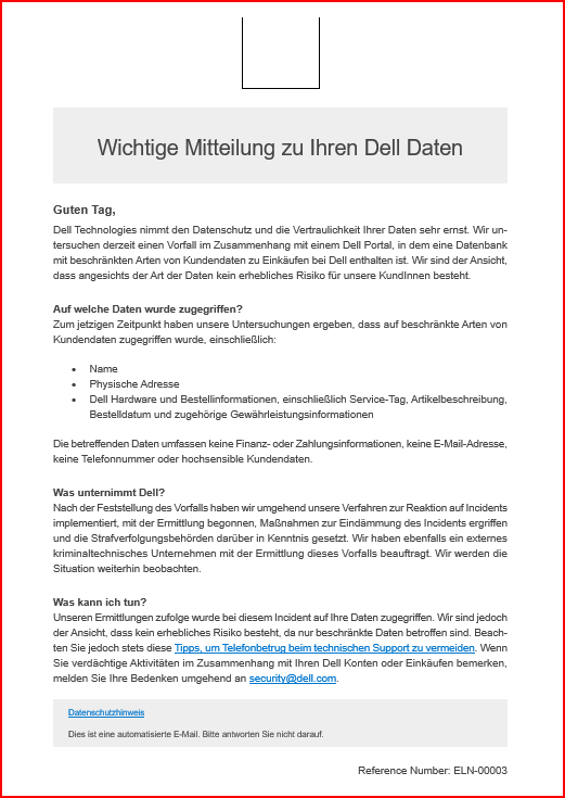 Dell Datenschutzmitteilung