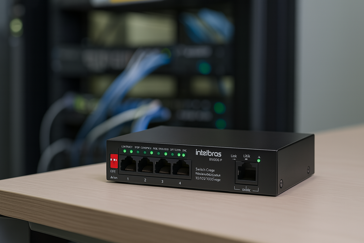 Switch Intelbras S1105G-P em ângulo