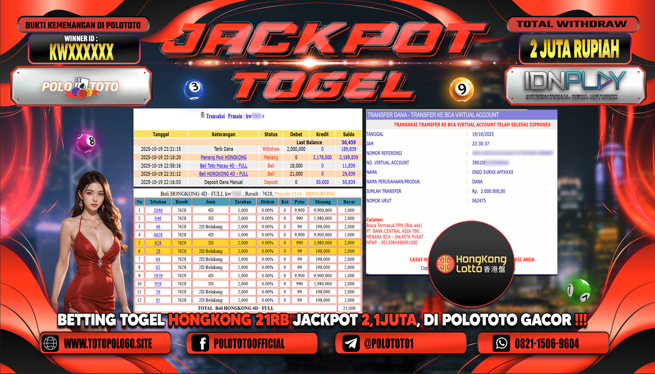 POLOTOTO JACKPOT TOGEL MENANG HONGKONG LOTTO Rp.2.000.000,- LUNAS