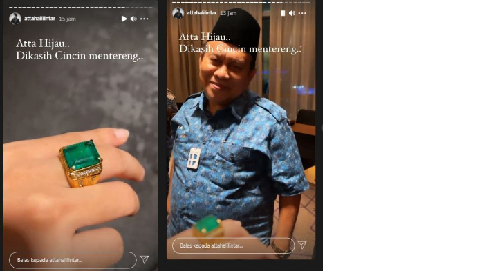 Atta Halilintar pamer cincin bermata hijau dari Ketua PBNU Sumatera Selatan