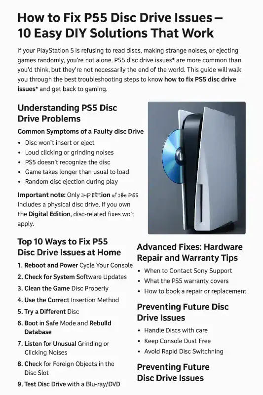How to Fix PS5 Disc Drive Issues – 10 Easy DIY Solutions That Work