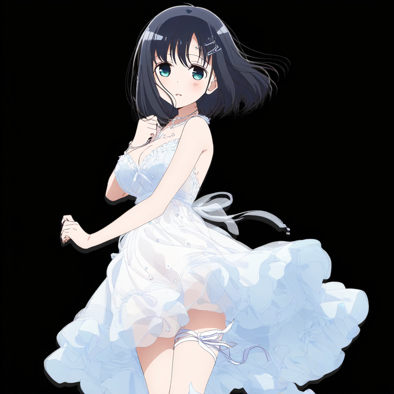 1girl, {{touyoko momoko (saki)}}, black hair, green eyes, leg warmers, leg ribbo s-2465128726