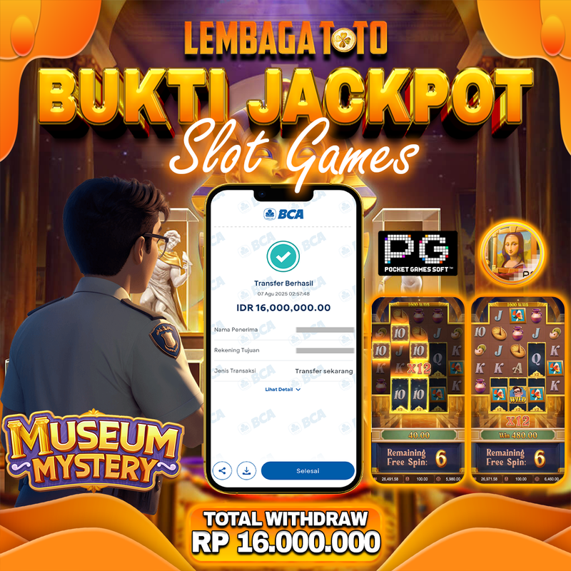 BUKTI JACKPOT 08 AGUSTUS LEMBAGATOTO MUSEUM MYSTERY  Rp.16.000.000,- LUNAS