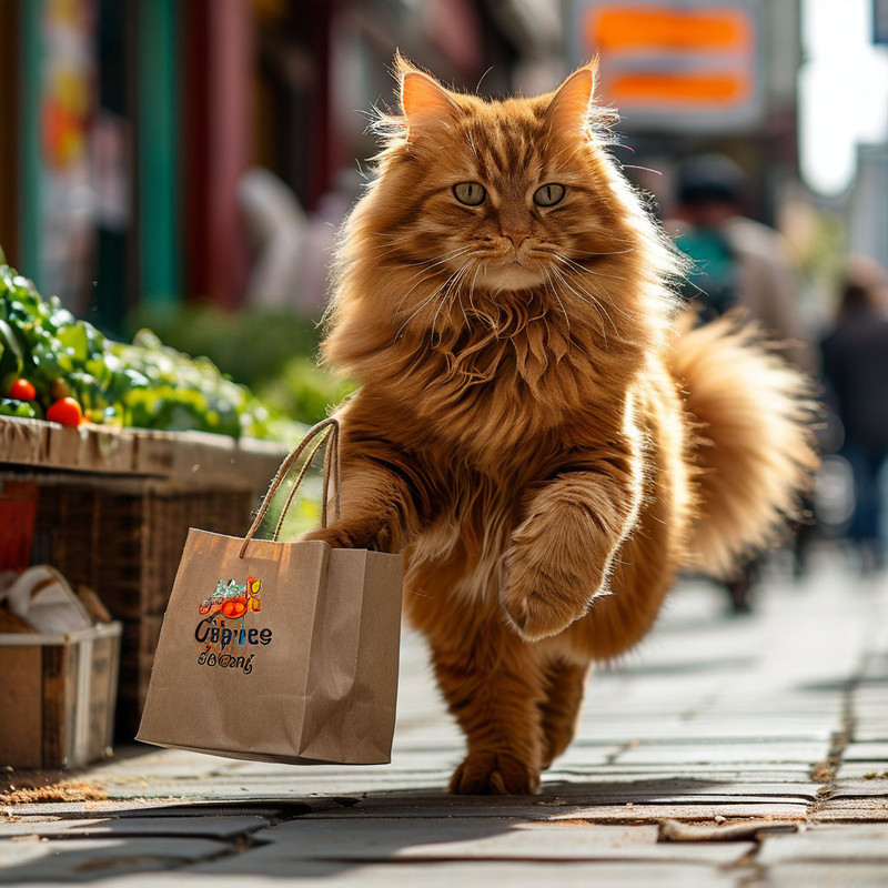 кот и покупки