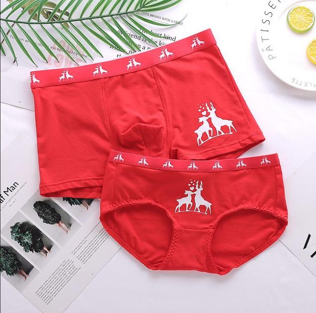 Couples Matching Underwear Winter Holiday Design, Set in Gift