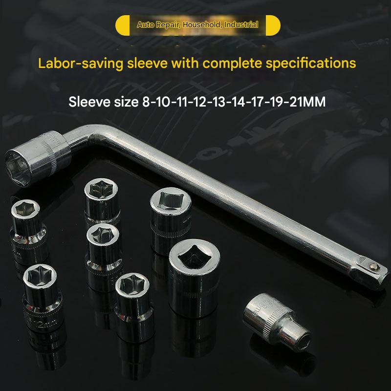 Two 10-piece L-shaped socket wrench sets - 1/2" drive chrome vanadium steel with metric sockets and housings(gray)
