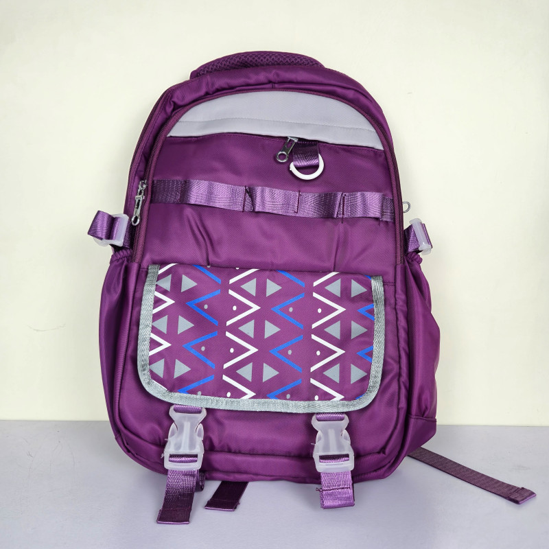 Multi-Pocket Casual Backpack with Geometric Flap