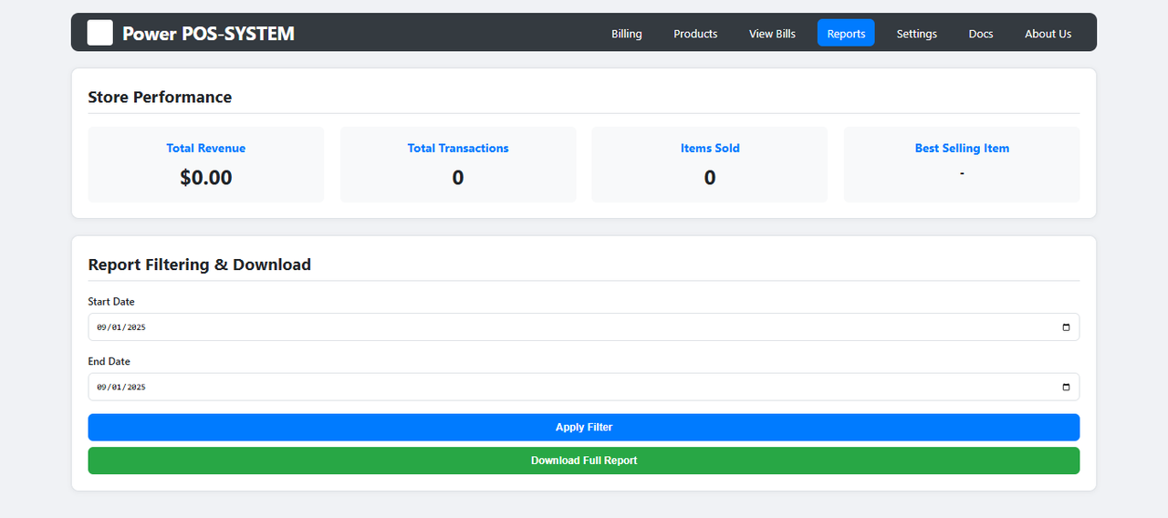 Billing Interface Screenshot