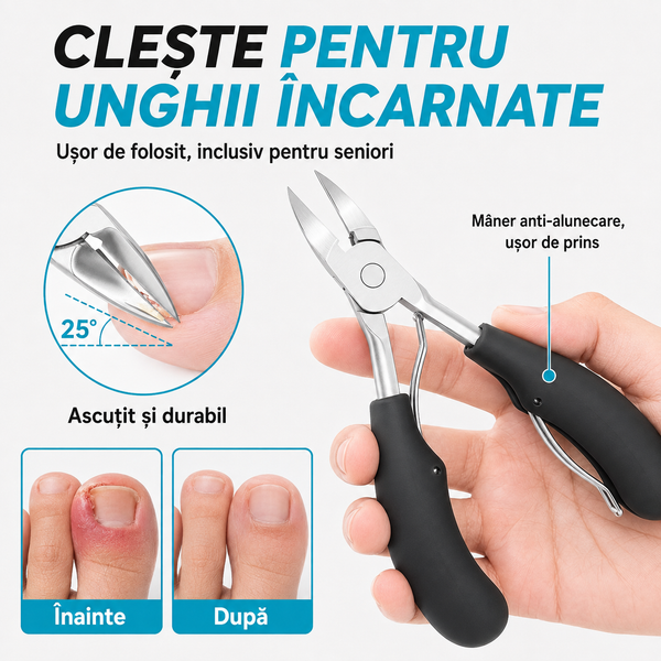Clește Zenifique pentru unghii groase și încarnate cu mâner ergonomic