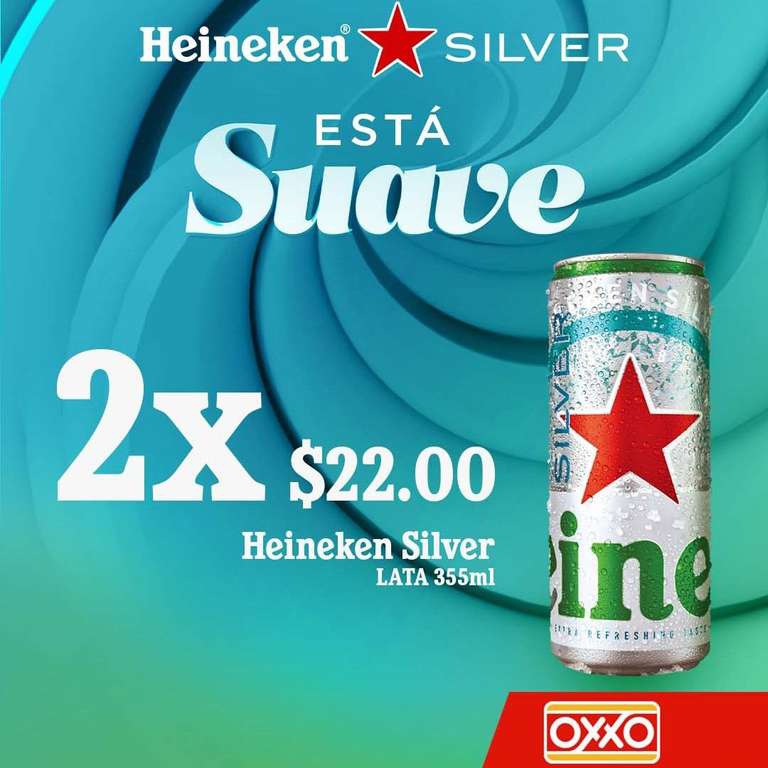 Oxxo: Heineken Silver, 2x1 (2 latas de 355ml x $22) 
