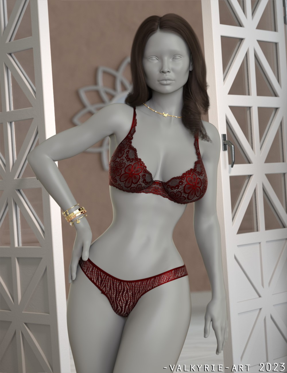 Dark Star Skull 3D Print Milk Stitching Contrast Lace Women's Triangle Panty Set of Three