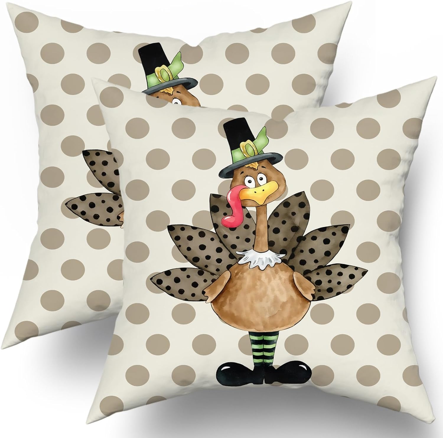 Thanksgiving Day Pillow Covers 20x20 Inch Set of 4 Autumn Harvest Cute