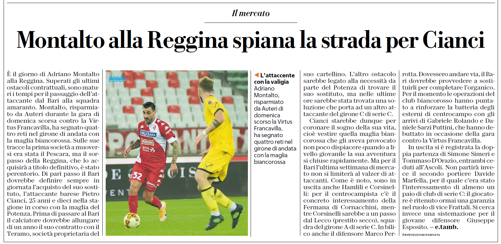 Solobari.it • 26/01/21 - Rep - Montalto-Reggina, spiana la ...