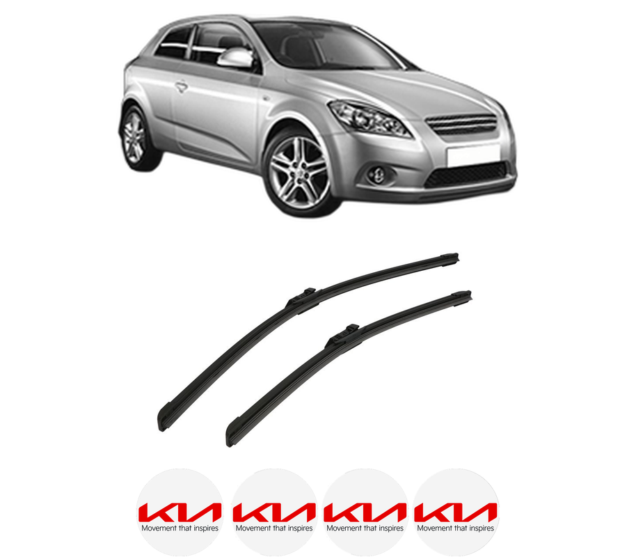 Set stergatoare auto KIA CEE'D Hatchback (ED) din 2006-2012, pentru parbriz auto, 2 bucati, Bosch Aerotwin, din cauciuc siliconat rezistent, 4 Stickere Auto KIA