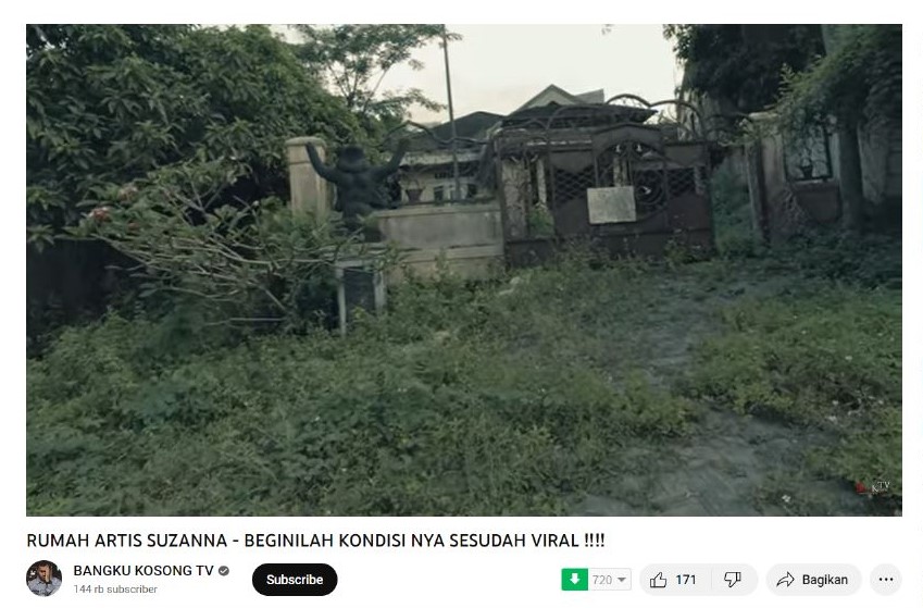 Viral Youtuber lakukan penelusuran ke rumah terbengkalai di Semarang yang diduga peninggalan aktris horror Suzanna.