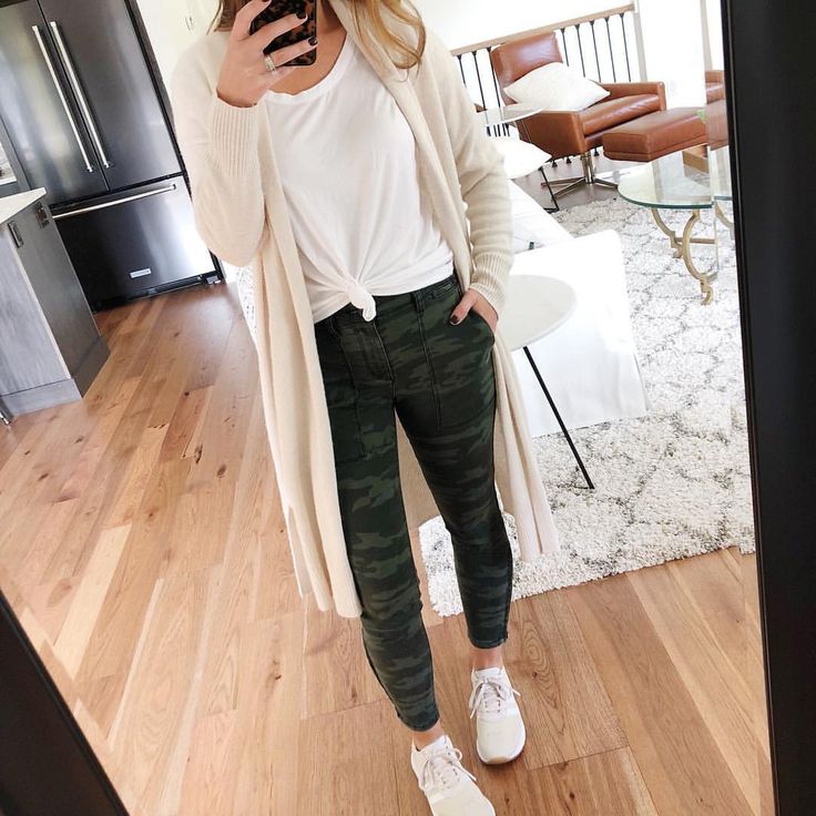 Denim Overalls, Tee Shirt, Cardigan & Sneakers
