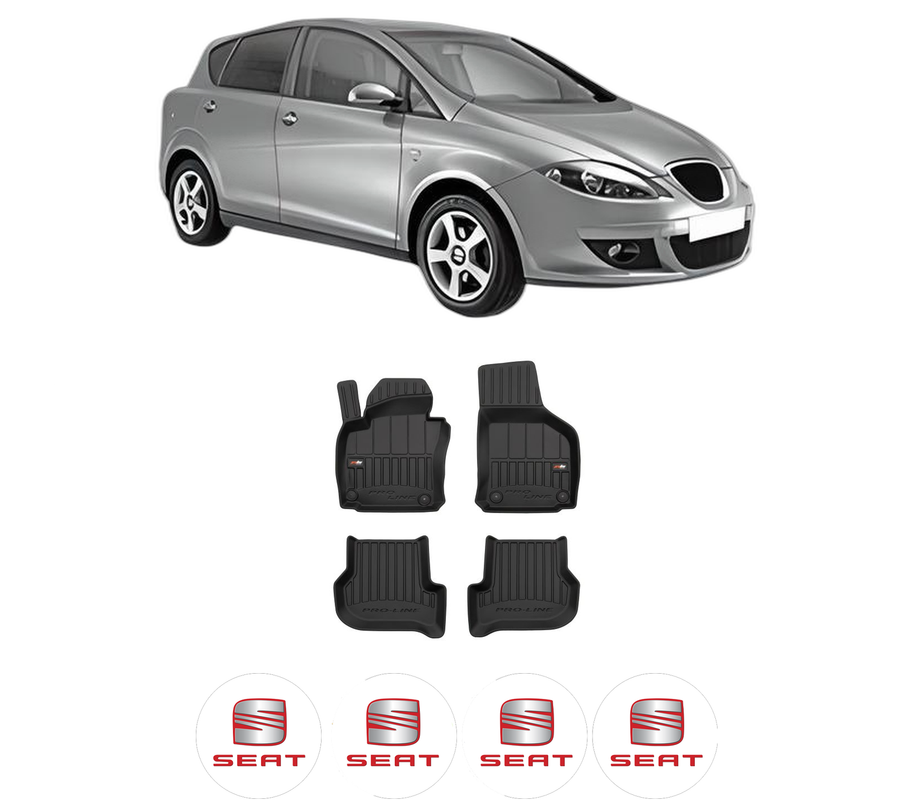 Set covorase presuri SEAT TOLEDO III | 5P din 2005-2012, auto, din cauciuc thermoplastic, 4 Stickere auto cu SEAT