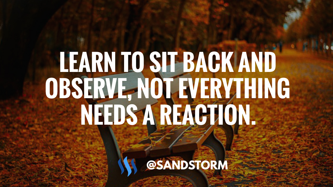 Quote of the Day #603: Learn To Sit Back And Observe, Not Everything  Needs A Reaction! 🙌 — Steemit