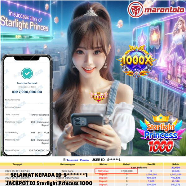 Bukti Kemenangan Member Marontoto Sebesar 7,900,000 JuTa