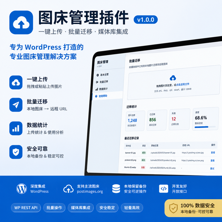 图床插件，支持wordpress 适配子比主题 对接免费的图床网站-创享插件资源