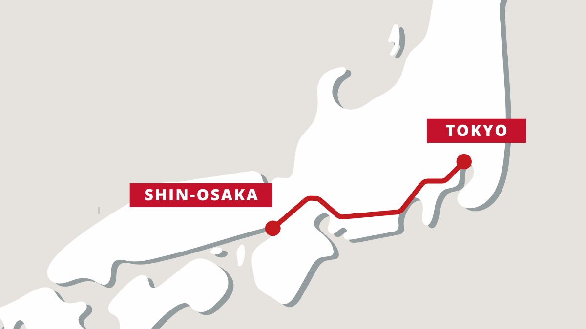 tokyo osaka train map