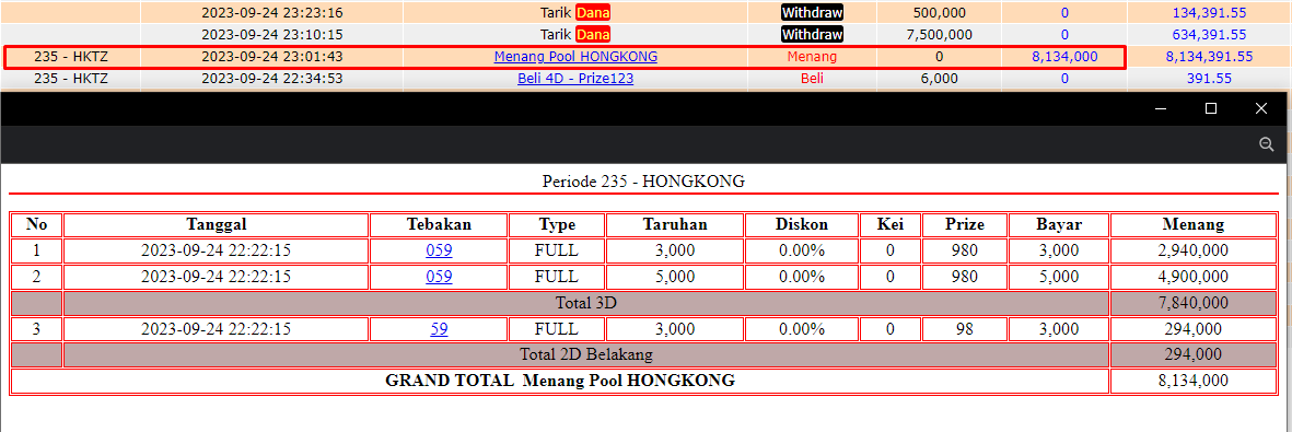 Bukti JP togel hari ini