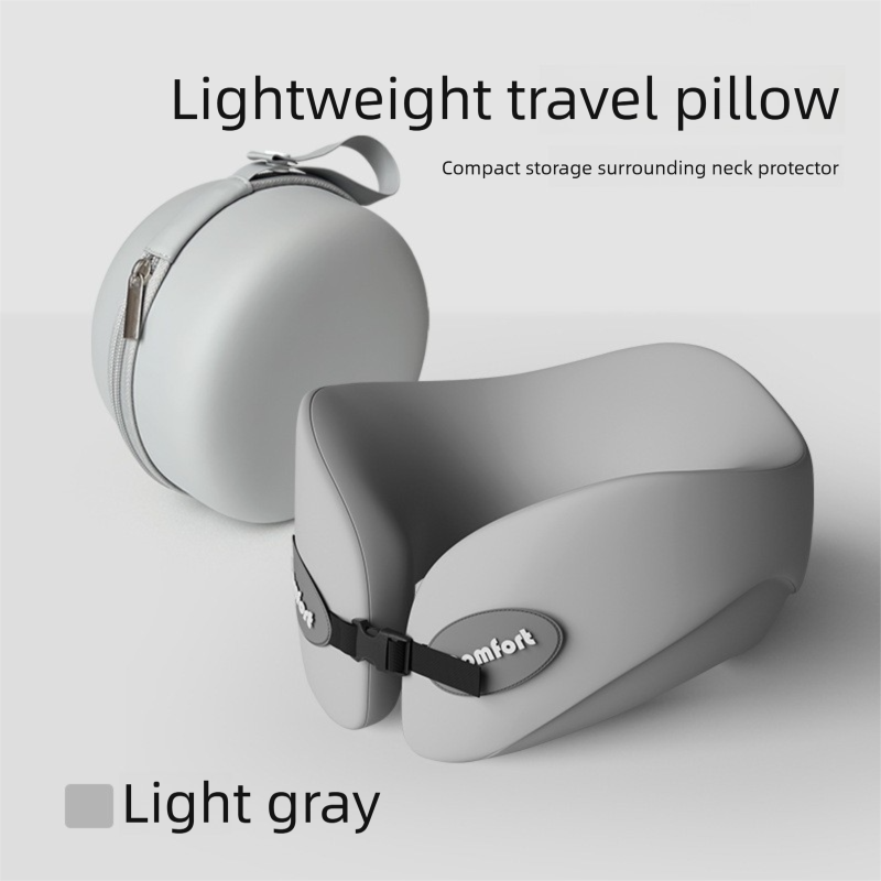 Light gray Memory Foam U-Shaped Travel Neck Pillow – Ergonomic Support for Airplane, Car, and Office Use