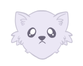 A sticker of a wolf making a pleading face, its eyes big and wide