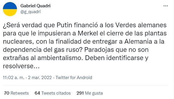 Gabriel Quadri publica polémico tuit sobre Alemania y la Embajada le responde